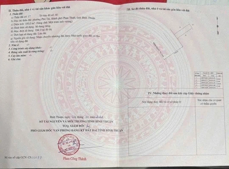 Bán đất thổ cư mặt tiền đường Nguyễn Thị Định, 100m2, Phú Tài, Phan Thiết