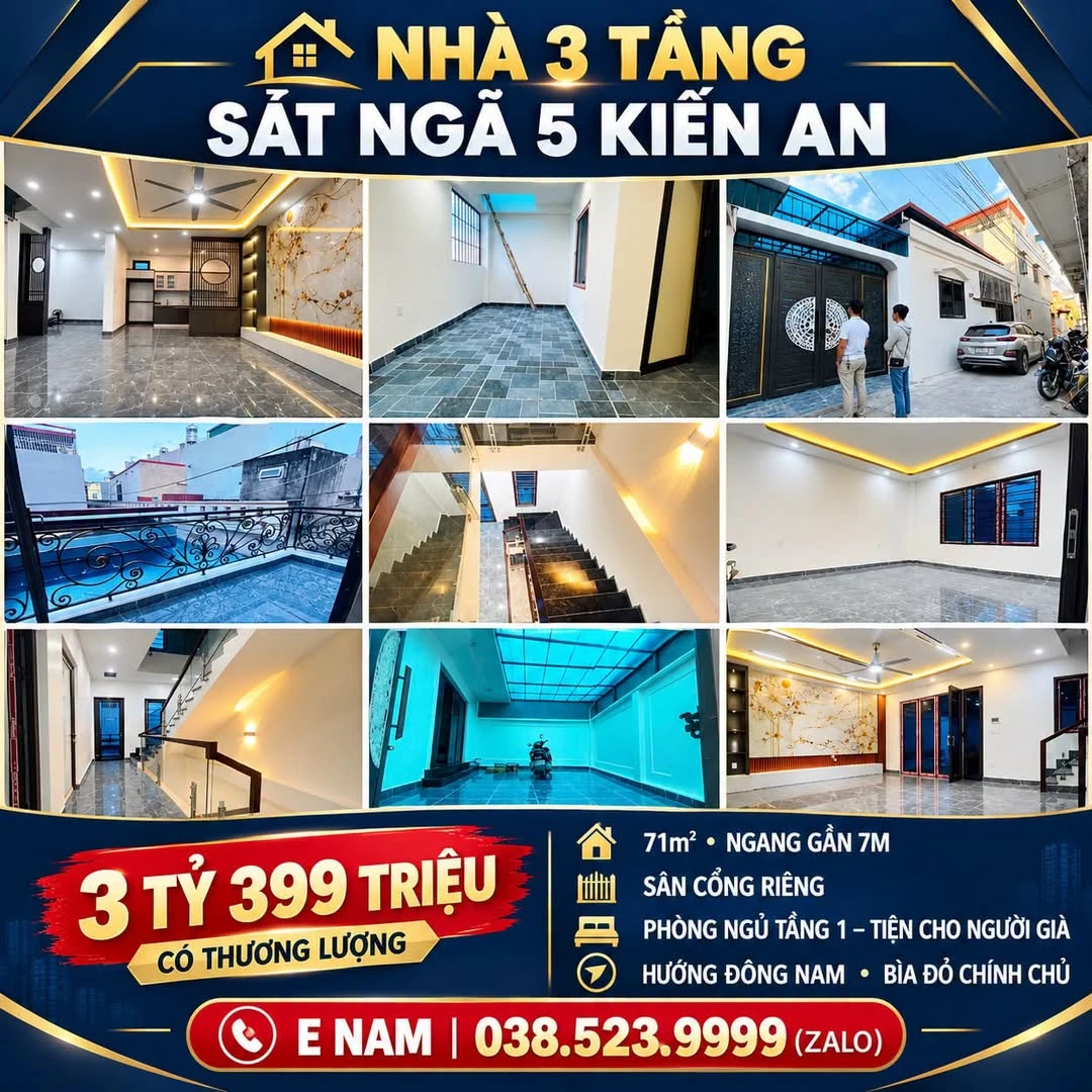 Nhà bán 3 tầng 71m² Kiến An, Quận 12 - 3 tỷ 399 - Ảnh 1