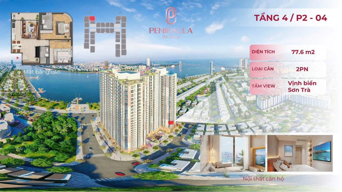 Bán căn hộ 2PN view sông, 77.6m² tại Đà Nẵng, giá 4 tỷ - Ảnh 1