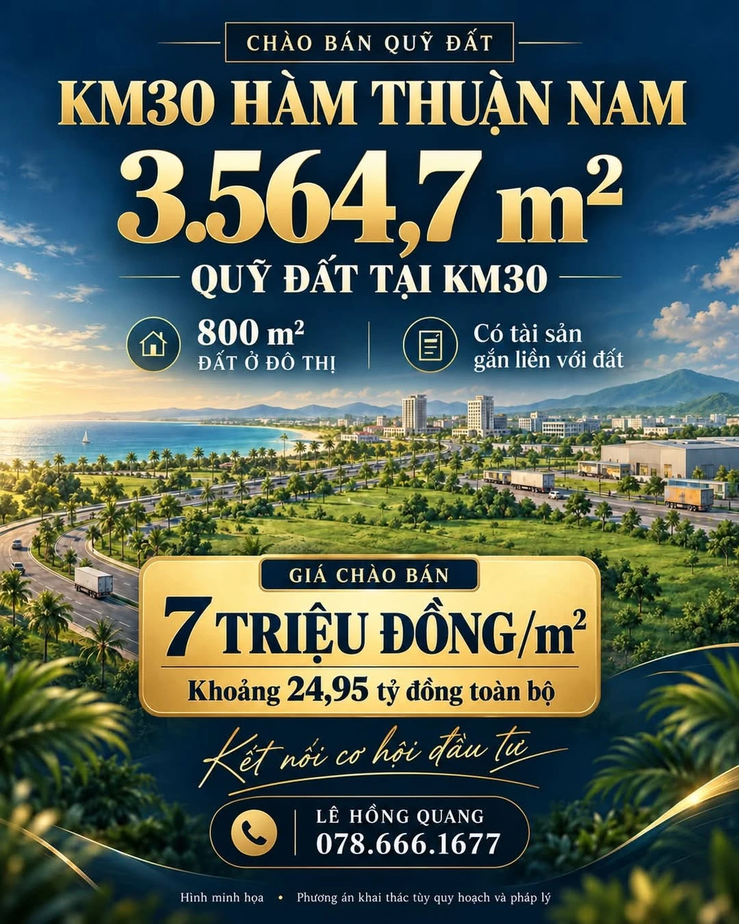 Bán quỹ đất 3.564,7 m² có 800 m² đất ở đô thị tại KM30 Hàm Thuận Nam - Ảnh 1
