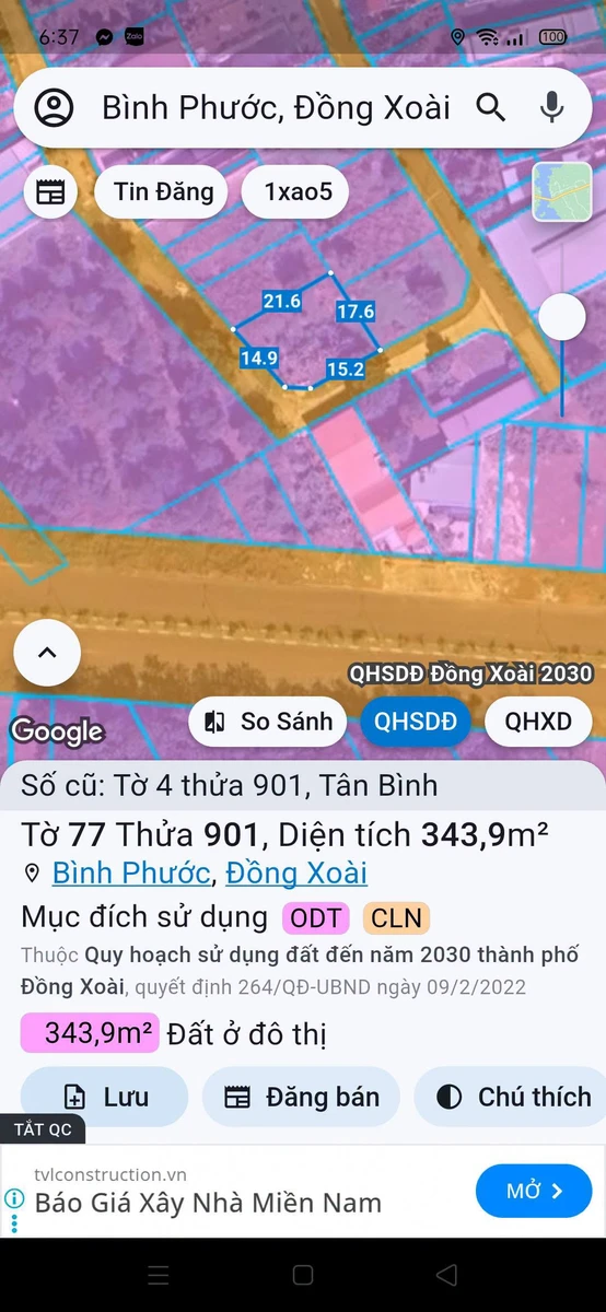 Bán lô đất 2 mặt tiền đường 5b3 Tân Bình 2 tỷ - Ảnh thu nhỏ 2