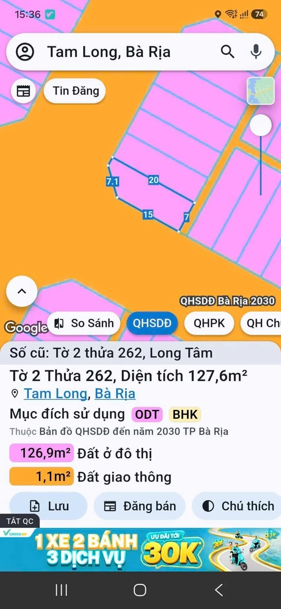 Bán lô đất góc 128m2 (108m2 thổ cư) Nguyễn Văn Hưởng, Bà Rịa - 4,8 tỷ - Ảnh thu nhỏ 2