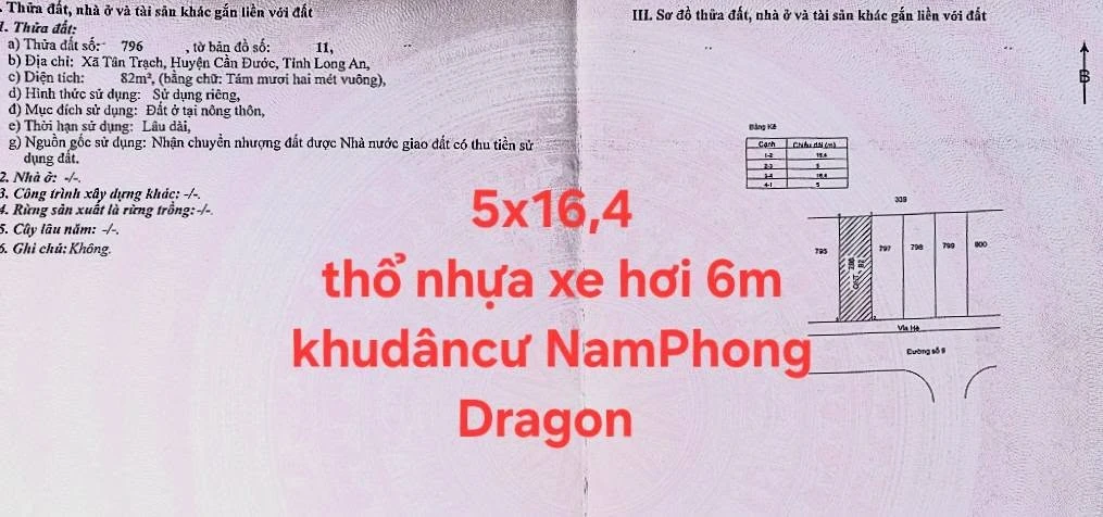 Bán đất thổ cư 82m² sổ hồng riêng Tân Trạch Cần Dước Long An - Ảnh 1