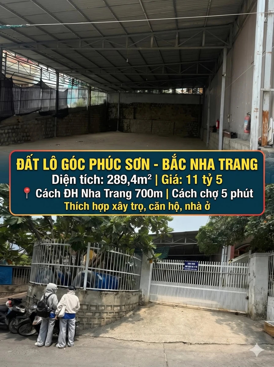Bán lô góc 2 mặt tiền Phúc Sơn Nha Trang 289m2 - 11,5 tỷ - Ảnh 1