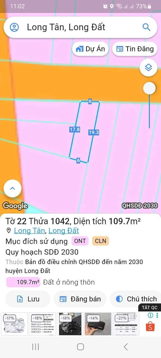 Bán đất mặt tiền Long Tân 109.7m² 850 triệu - Ảnh thu nhỏ 5