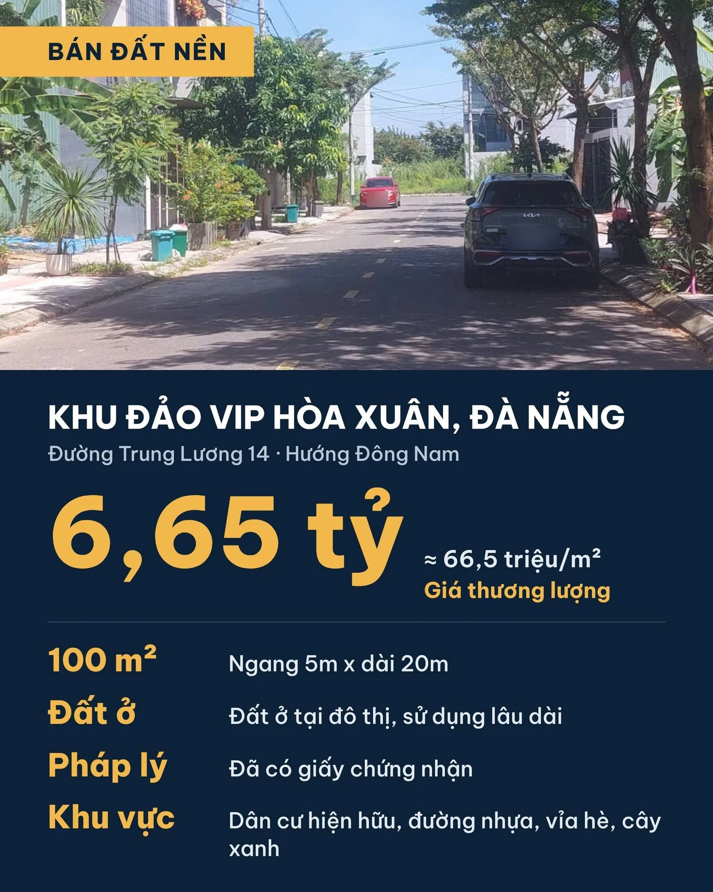 Bán đất 100m² Trung Lương 14, Hòa Xuân, Đà Nẵng, 6,65 tỷ - Ảnh 1