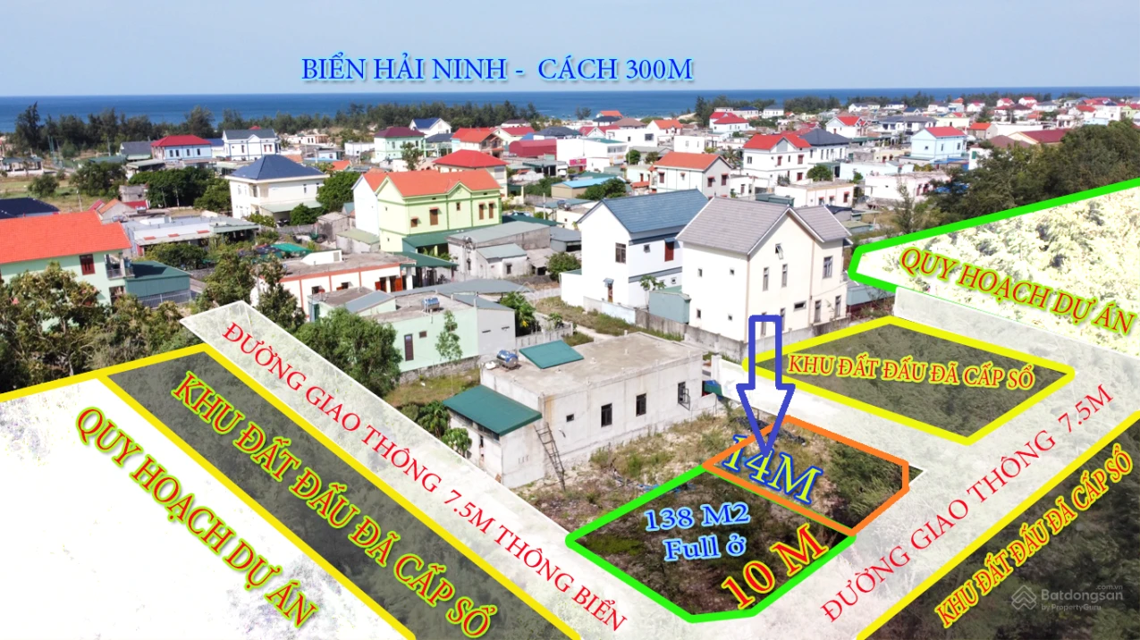 Bán đất góc 2 mặt tiền Hải Ninh, 138m2 đất ở, giá 780 triệu, cách biển 5 phút đi bộ - Ảnh 1
