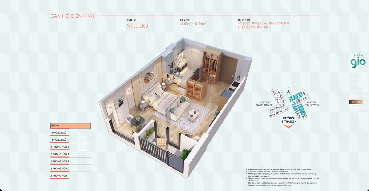 Bán căn hộ Studio Hacom Tower Phan Rang 37,25m² giá 1 tỷ 380 - Ảnh thu nhỏ 4