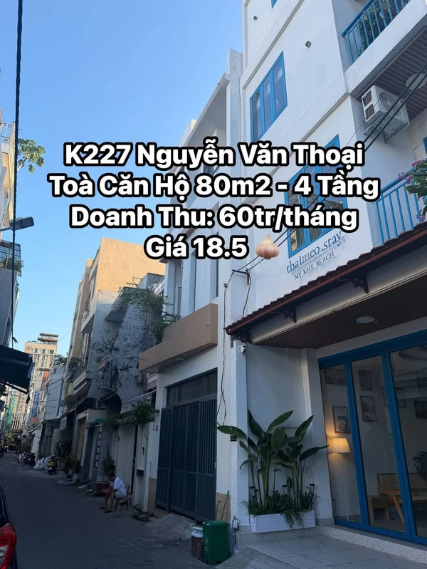 Bán tòa căn hộ 80m2 4 tầng đường Nguyễn Văn Thoại, Đà Nẵng, doanh thu 60tr/tháng