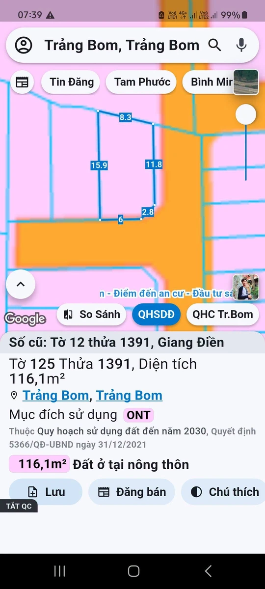 Bán lô đất góc 2 mặt tiền 128m² gần khu công nghiệp Giang Điền - Ảnh thu nhỏ 2