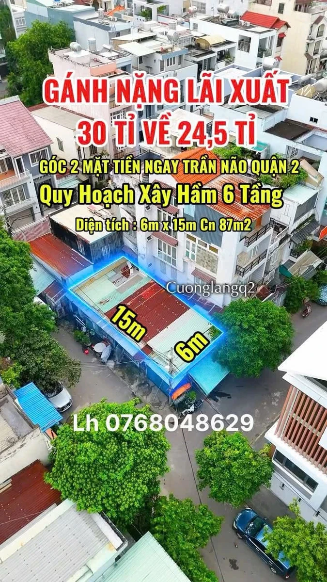 Bán nhà góc 2 mặt tiền đường Trần Não, Quận 2, 87m2, giá 24,5 tỷ - Ảnh 1