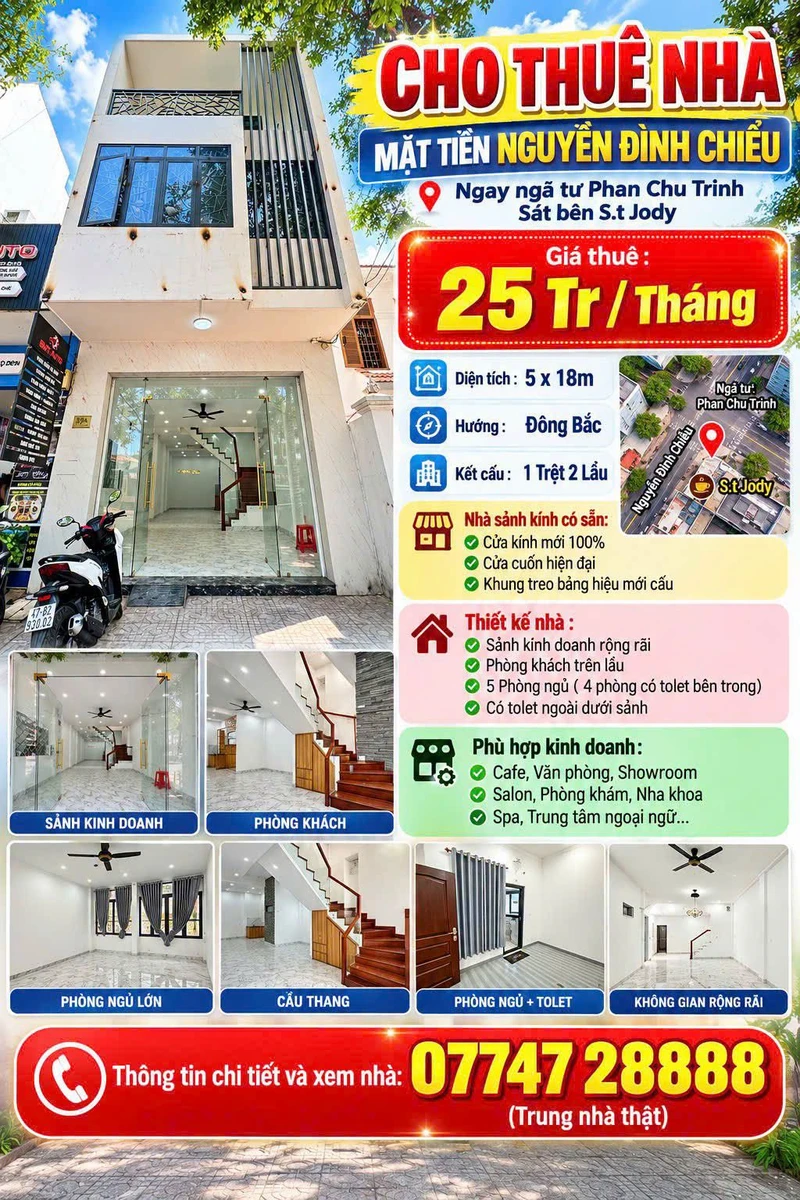 Cho thuê nhà mặt tiền Nguyễn Đình Chiểu 90m² 25tr/tháng - Ảnh 1