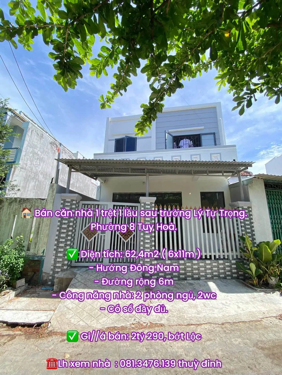 Bán nhà 2 tầng 62,4m² Phường 8 Tuy Hoà 2,2 tỷ - Ảnh thu nhỏ 2