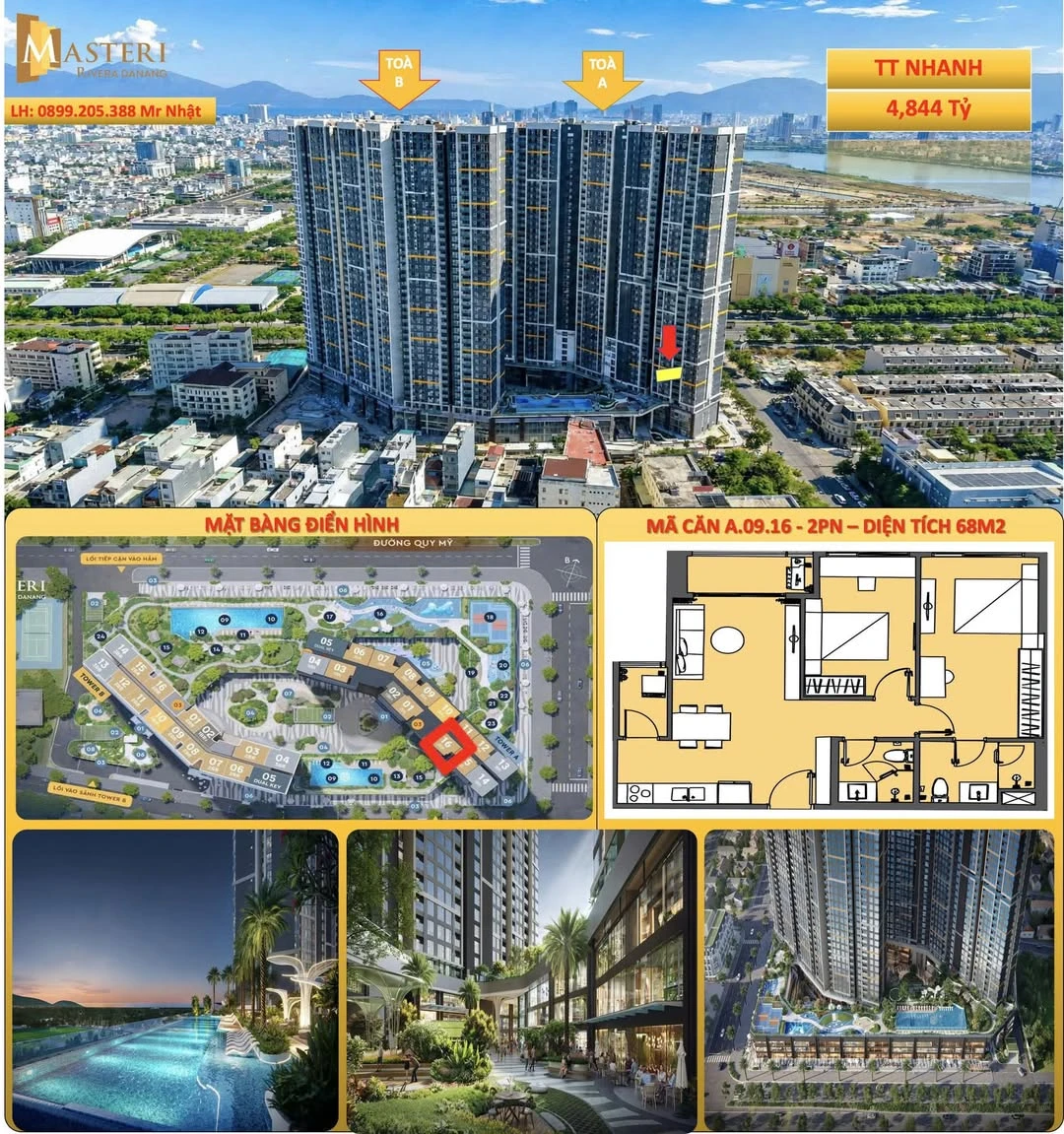 Bán căn hộ 2PN 68m² view sông tại Masteri Rivera Đà Nẵng - Ảnh 1