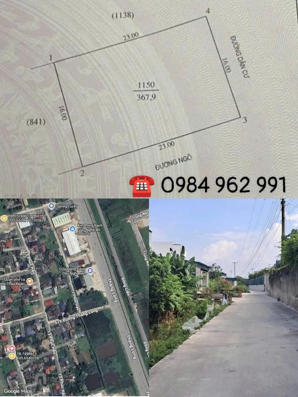 Bán đất Nghi Liên 367m² mặt tiền 16m gần bệnh viện