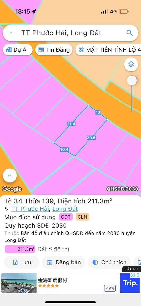 Bán đất 211m2 Phước Hải Khánh Hòa 1 tỷ 980 - Ảnh 1