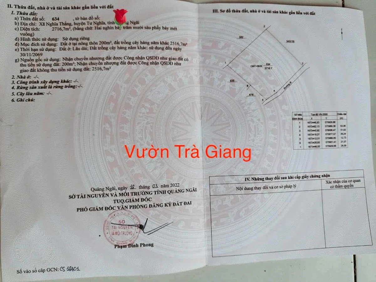 Bán vườn Nghĩa Thắng 3025m² giá 1 tỷ - Ảnh 1