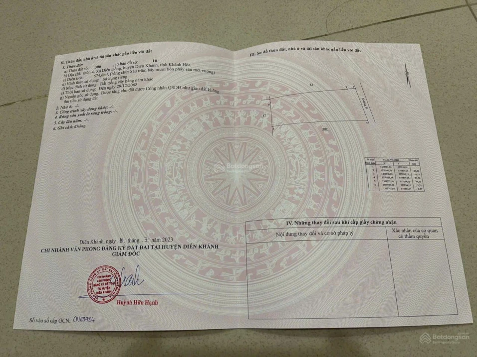 Cần bán lô đất Xã Diên Đồng - Diên Lâm, DT 674 m² - Ảnh 1