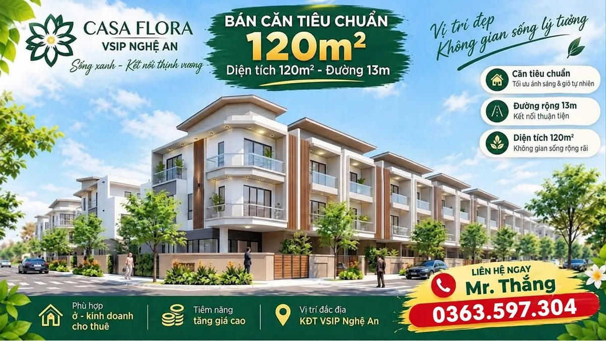 Bán nhà phố Bonita 2A VSIP Nghệ An 260m² 5 tỷ - Ảnh 1