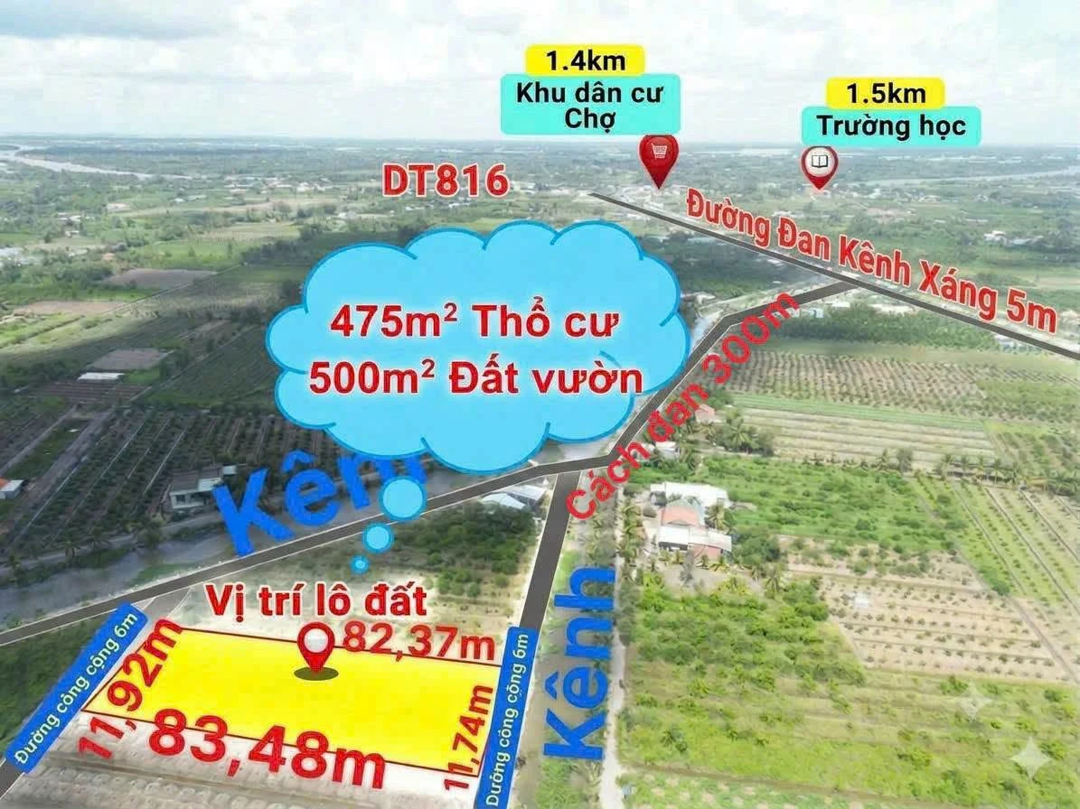 Bán đất 975m2 view kênh có thổ cư tại Bình Đức Long An - Ảnh 1