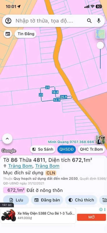 Bán đất ở 450m² Phường Trảng Bom, 3,5 tỷ