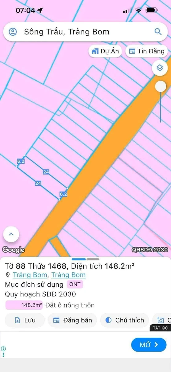Bán đất mặt tiền 6x24m Phường Trảng Bom 1,28 tỷ - Ảnh 1