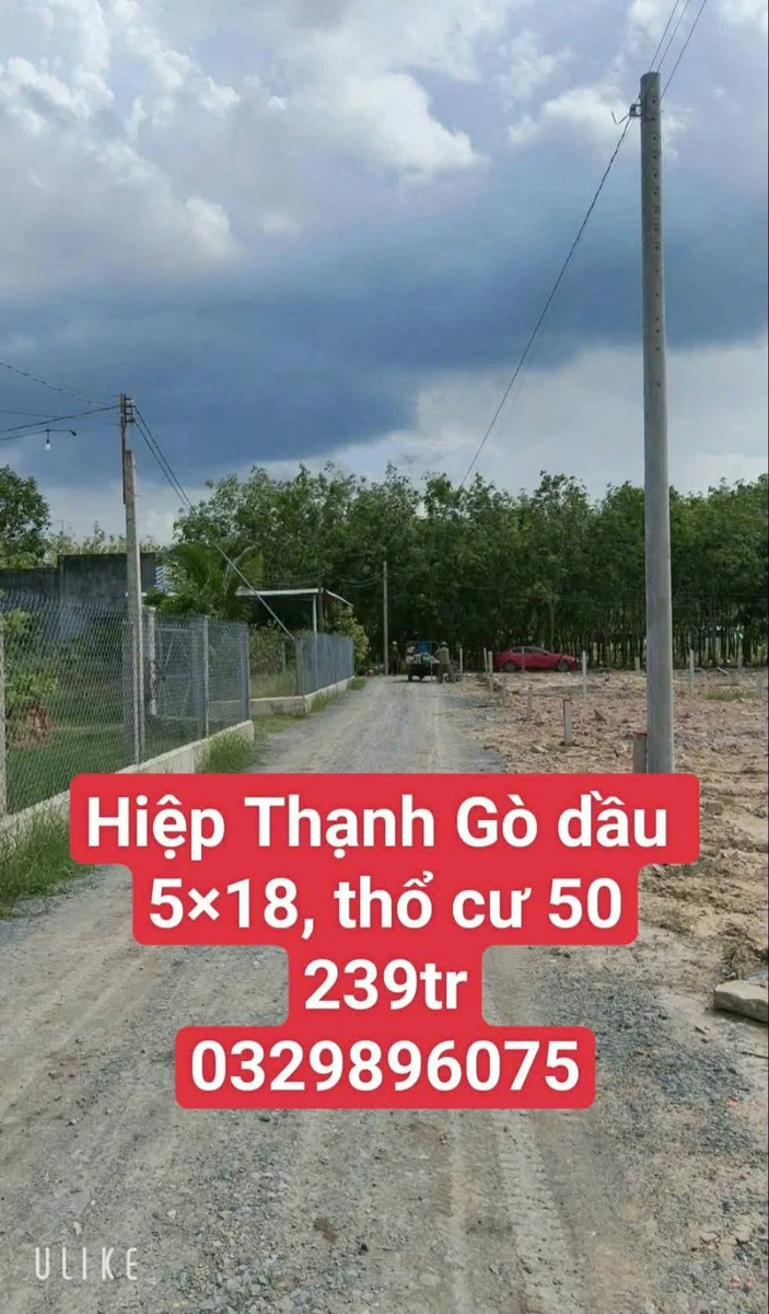 Bán đất Hiệp Thạnh Gò Dầu Tây Ninh 90m2 239 triệu - Ảnh 1