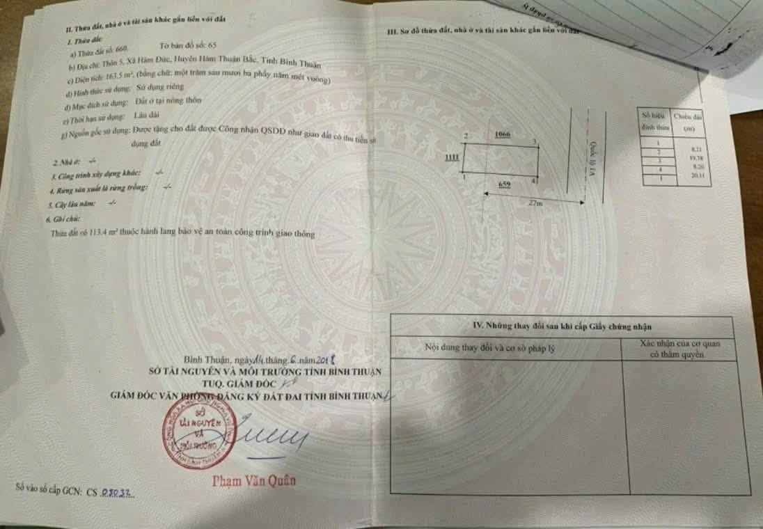 Bán đất thổ cư mặt tiền Quốc lộ 1A 163m2 Hàm Thuận - Ảnh thu nhỏ 3