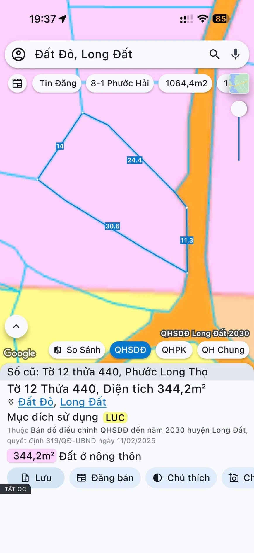 Bán đất Xã Đất Đỏ 344m² giá 750 triệu - Ảnh 1
