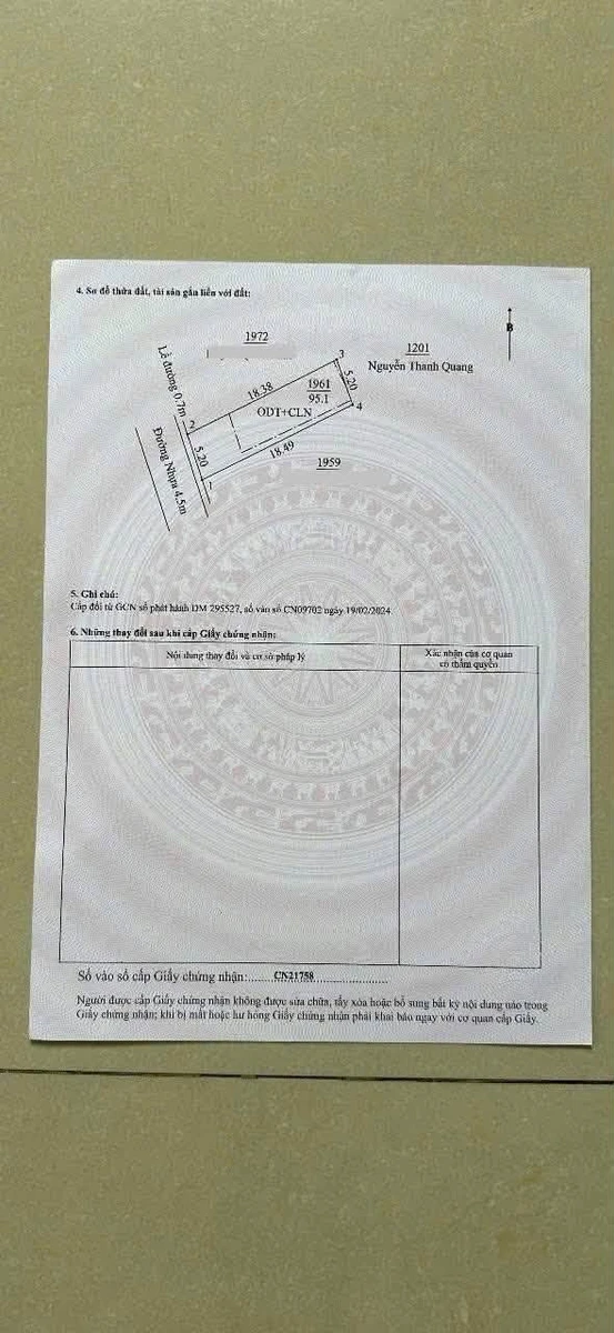 Bán đất 5,2x18,61m, 60m2 thổ cư, Tương Bình Hiệp, Thủ Dầu Một, Bình Dương, giá 1,78 tỷ - Ảnh thu nhỏ 2