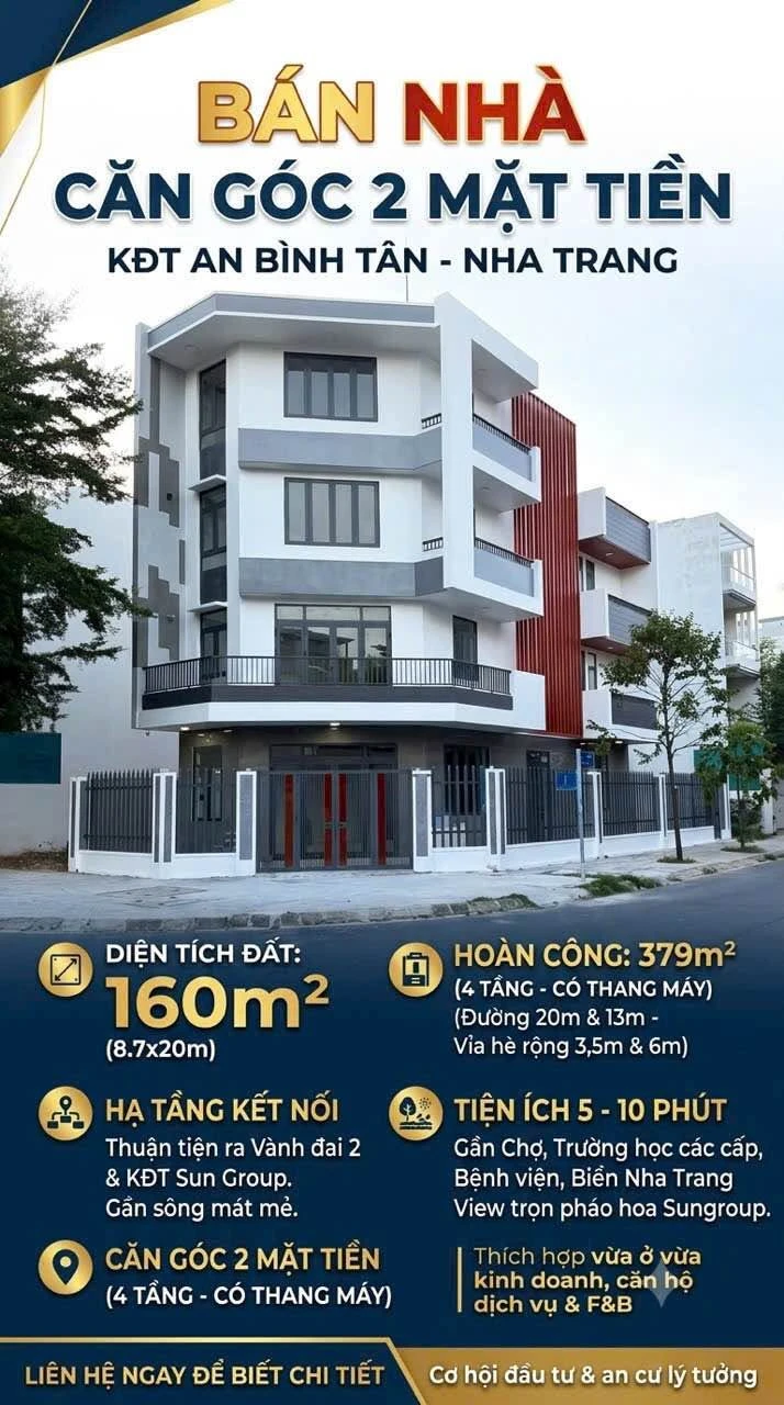 Bán nhà góc 4 tầng 379m2 An Bình Tân Nha Trang 16 tỷ - Ảnh 1