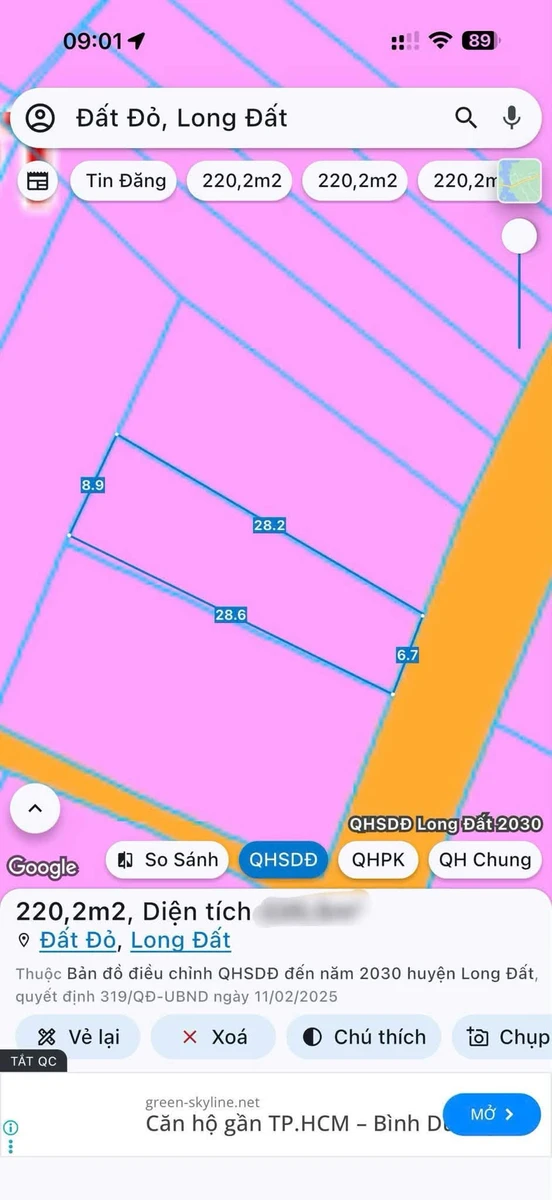 Bán đất 220m2 Xã Đất Đỏ, Nhà Bè giá 950 triệu - Ảnh 1