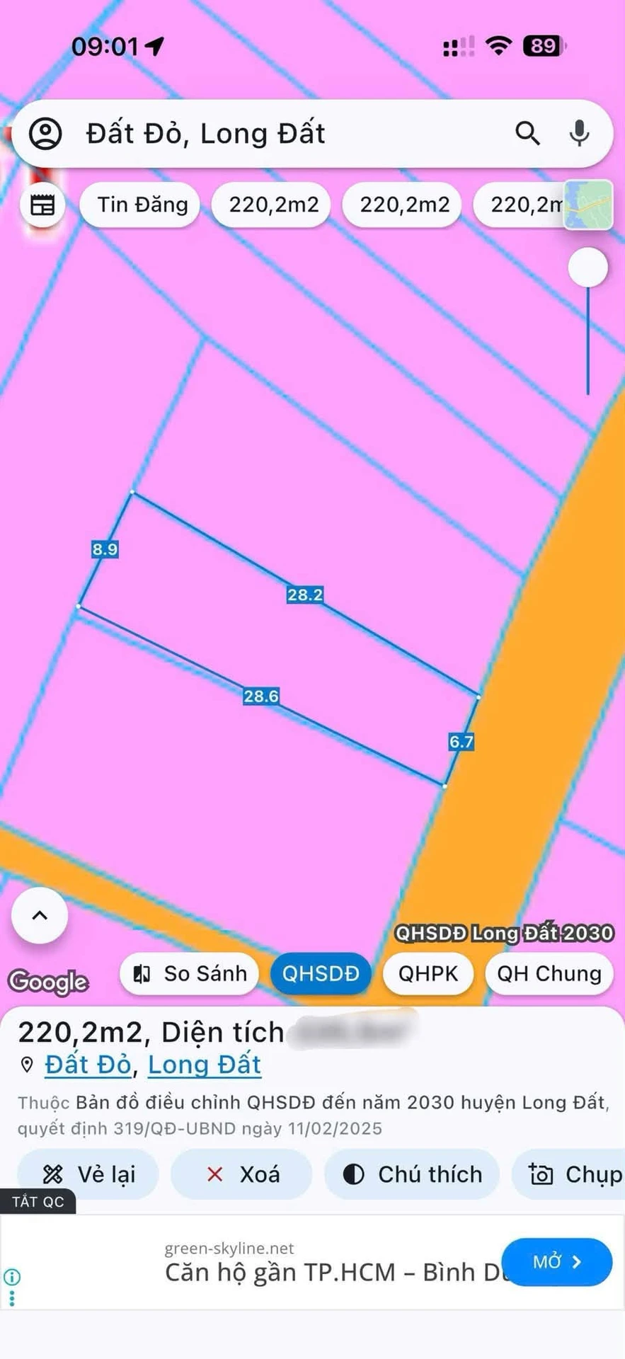 Bán đất 220m2 Xã Đất Đỏ, Nhà Bè giá 950 triệu - Ảnh 1