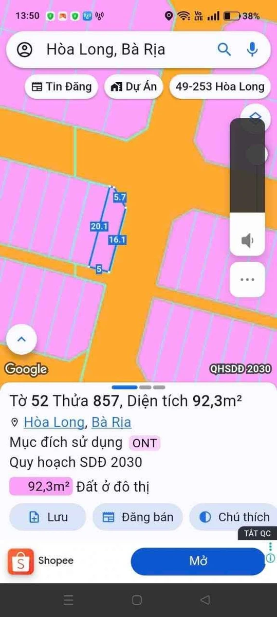 Bán 2 lô đất góc 2 mặt tiền 5x20 khu Lan Anh 2 Hòa Long - Ảnh thu nhỏ 3