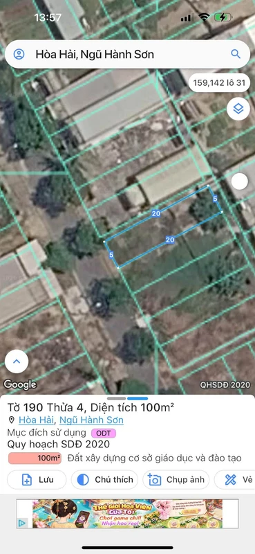 Bán đất 100m2 mặt sông Cổ Cò Đà Nẵng 4 tỷ 50