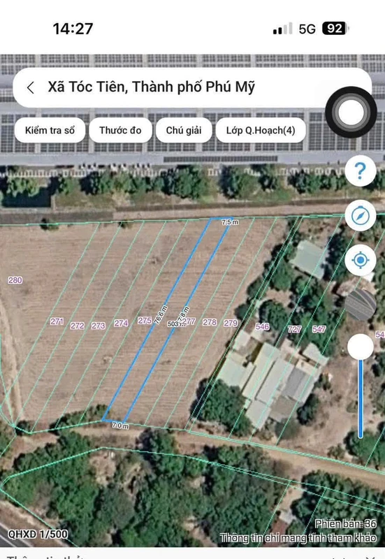 Bán đất 500m² Ấp 2 Tóc Tiên, Phú Mỹ 599 triệu