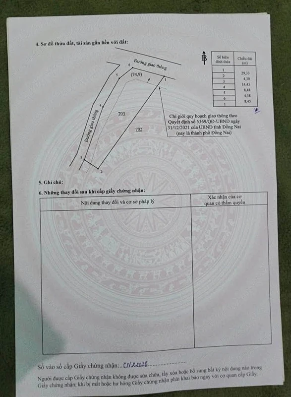 Bán đất 206,3m2 hai mặt tiền phường Trảng Bom, Đồng Nai giá 900 triệu