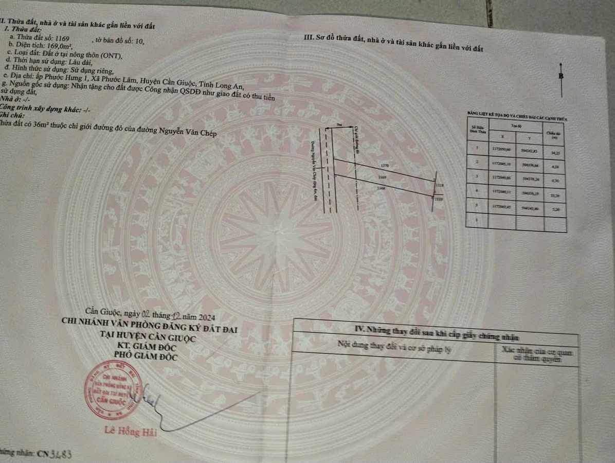 Bán lô đất thổ cư 169m2, 1 tỷ 4, Cần Giuộc Long An - Ảnh thu nhỏ 5