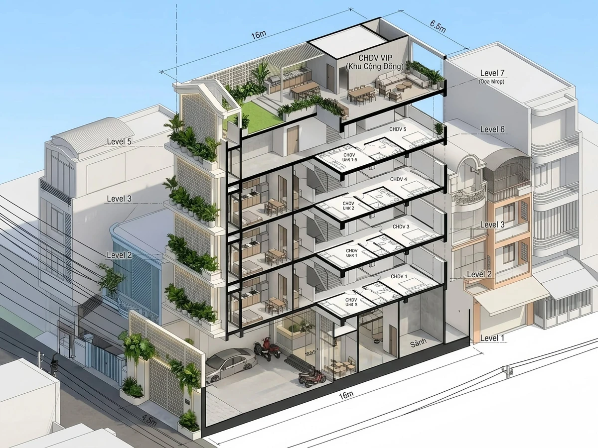 Bán nhà 6 tầng 11 phòng 600m² Phú Nhuận 16.5 tỷ - Ảnh thu nhỏ 2