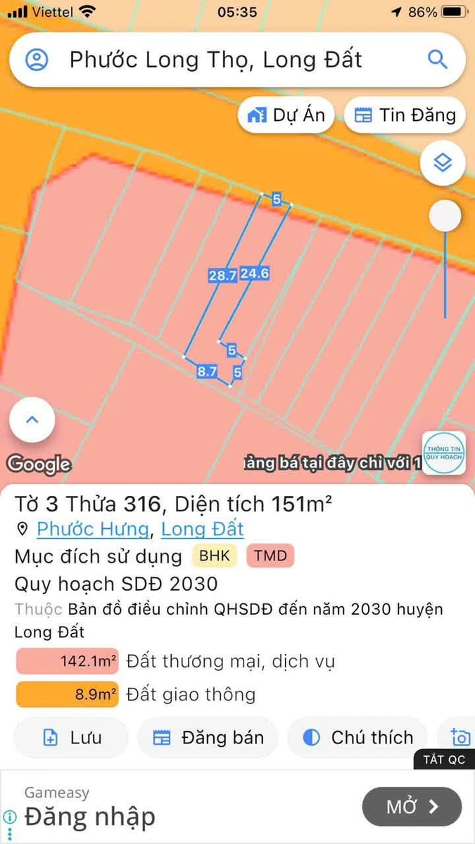 Bán lô đất 135m² mặt tiền Bạch Đằng, Vũng Tàu, 1 tỷ 750 - Ảnh thu nhỏ 3