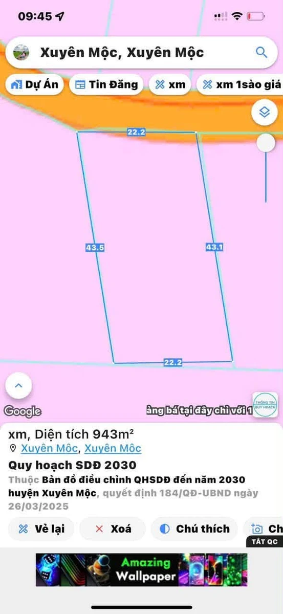Bán đất 1000m2 MT 22m Xuyên Mộc, giá 1 tỷ 850 - Ảnh thu nhỏ 3