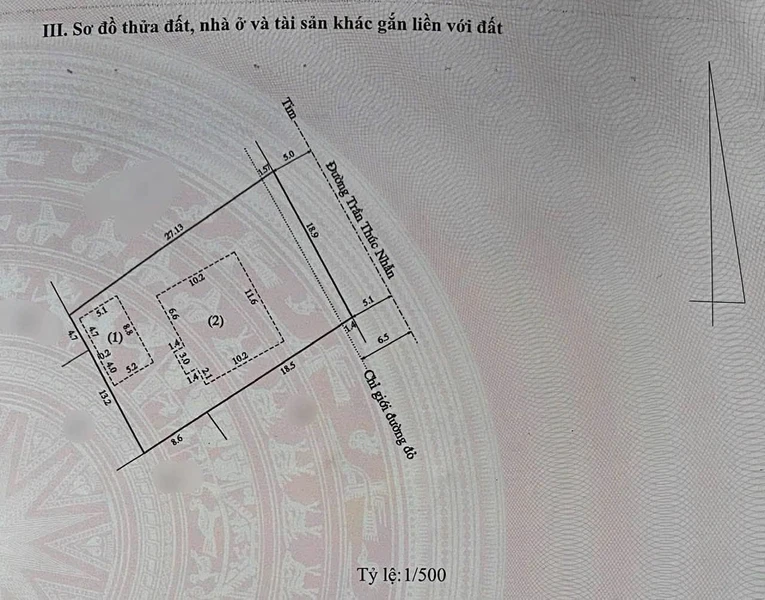 Bán đất mặt tiền 529m2 Trần Thúc Nhẫn, Huế