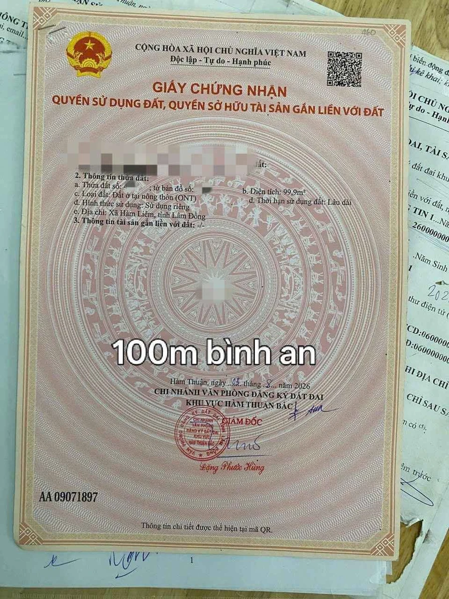 Bán đất thổ cư 100m2 Xã Hàm Liêm 379 triệu - Ảnh thu nhỏ 3