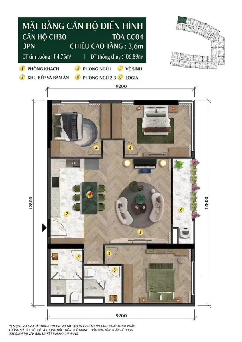 Bán căn góc 3PN 114.8m² view sông Charmora City Nha Trang - Ảnh thu nhỏ 4