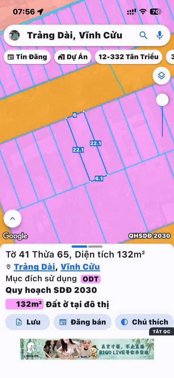 Bán đất Phú Gia 1 Trảng Dài 132m² sổ riêng 3,75 tỷ - Ảnh 1