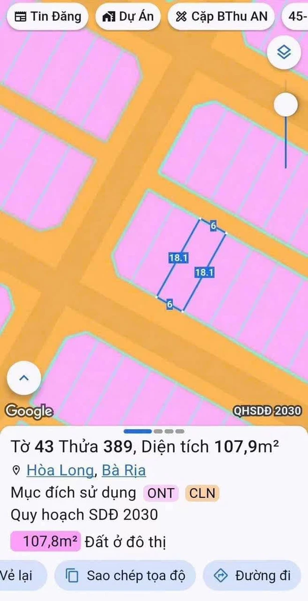 Bán đất Hòa Long Bà Rịa 108m2 giá 2 tỷ 250 triệu - Ảnh 1