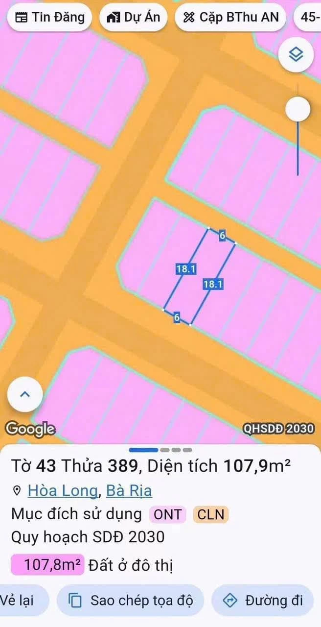 Bán đất Hòa Long Bà Rịa 108m2 giá 2 tỷ 250 triệu - Ảnh 1