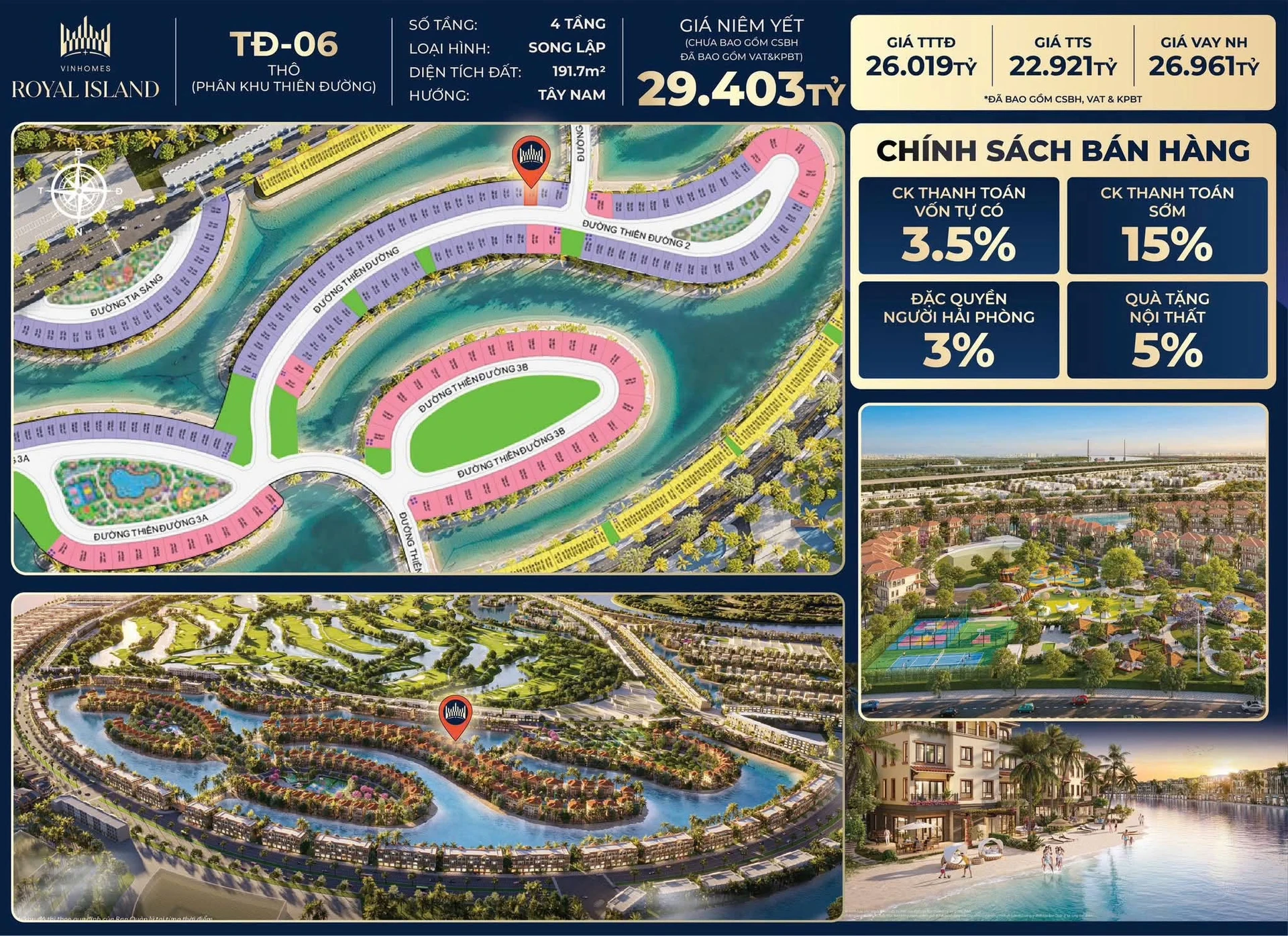 Bán biệt thự 4 tầng view biển Vinhomes Royal Island 191,7m² 22,9 tỷ - Ảnh 1