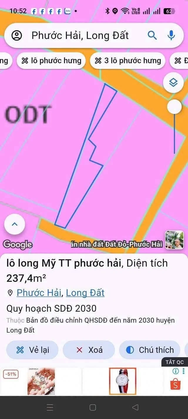 Bán đất 247m2 tại xã Phước Hải, giá 600 triệu - Ảnh 1